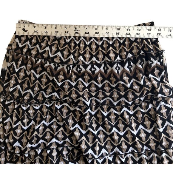 Jm Collection Petite Geometric Patterned Ruffled Tier Skirt Nylon, Size PS - Picture 5 of 7
